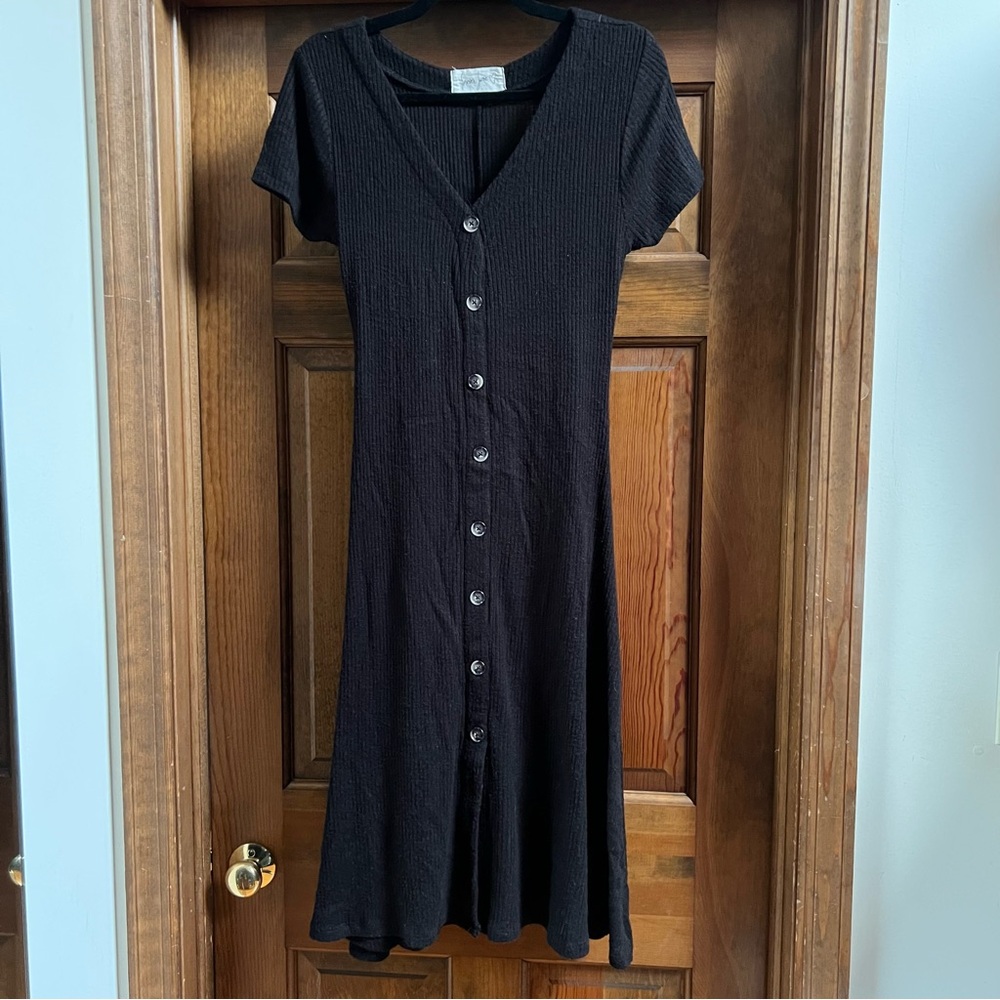 Black Button-Up Midi Dress